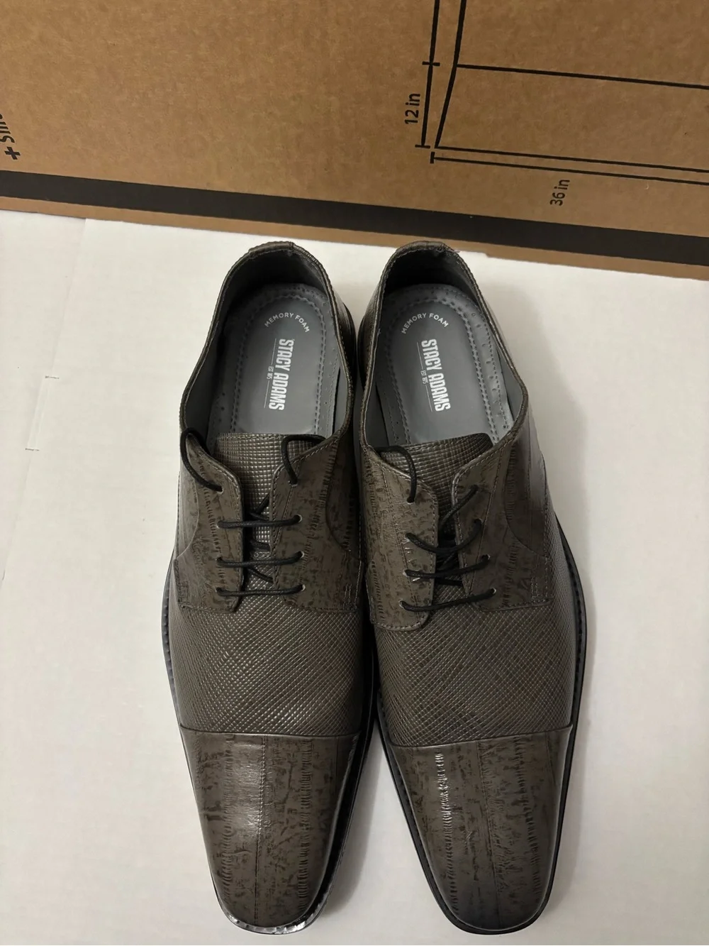Stacy Adams Mens Size 14W Olive Oxfords Printed Cow Leather